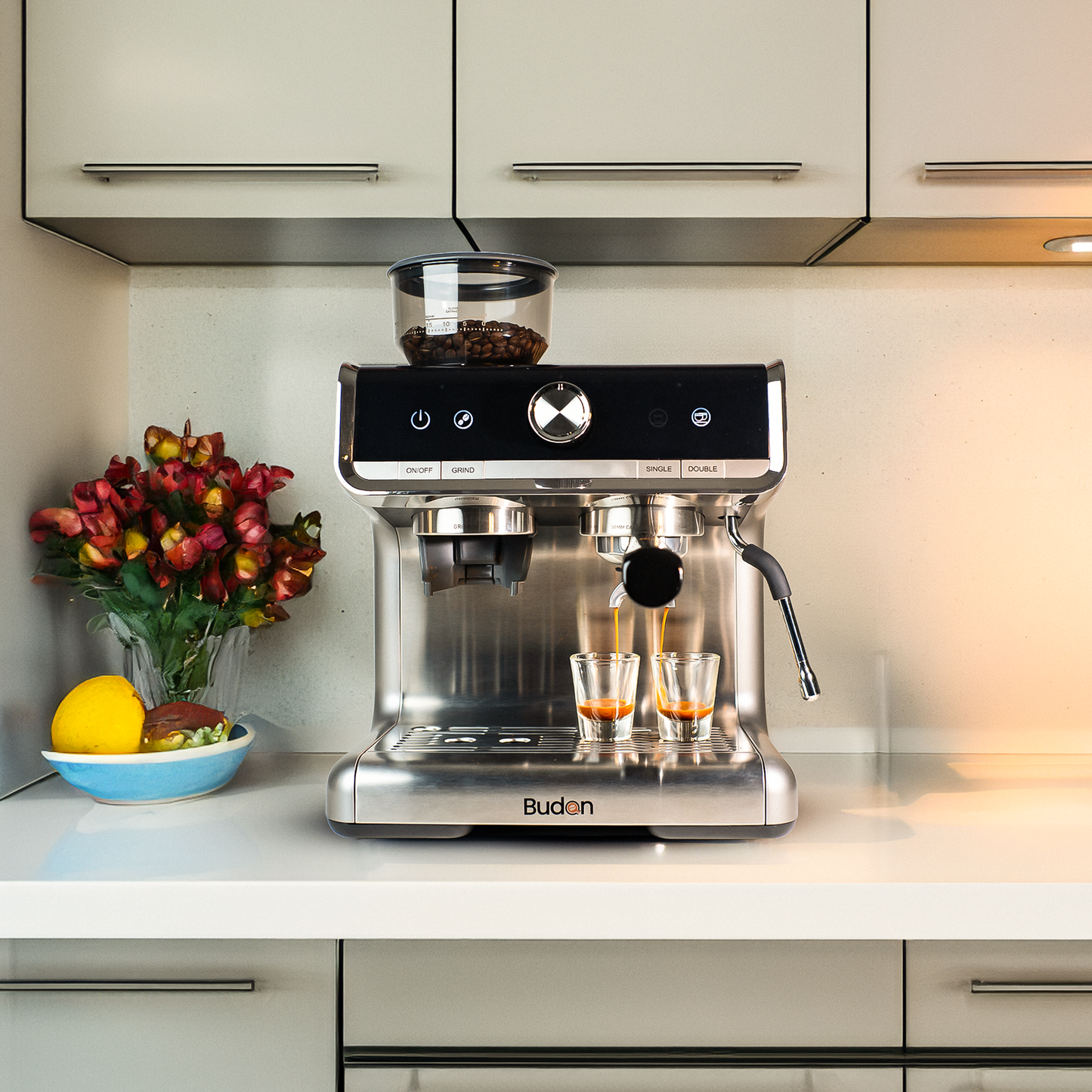 Budan Espresso Machine with In Built Grinder | Semi Automatic Coffee Machine